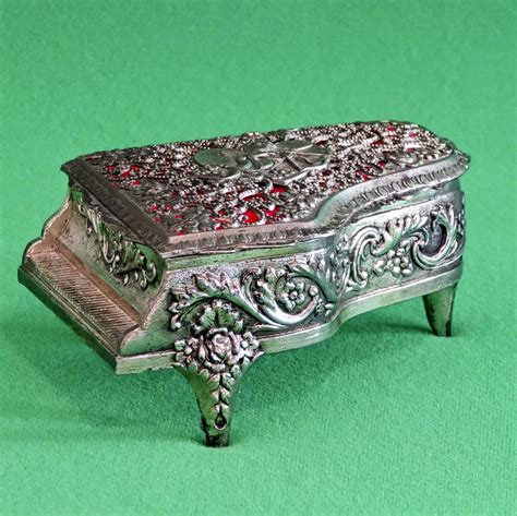 vintage metal piano music box cherub birds|Piano Cherub Music Box .